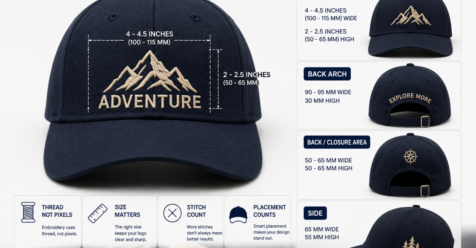 How Much Embroidery Can Fit on a Cap